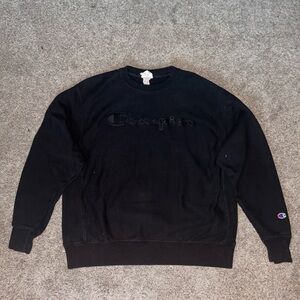 Champion Men's Black reverse weave Crewneck Sweater